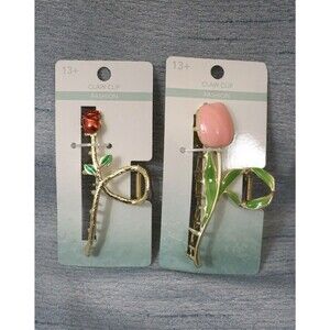 Floral Claw Clips Rose & Tulip Gold Hair Clips Coquette Spring Summer Aesthetic